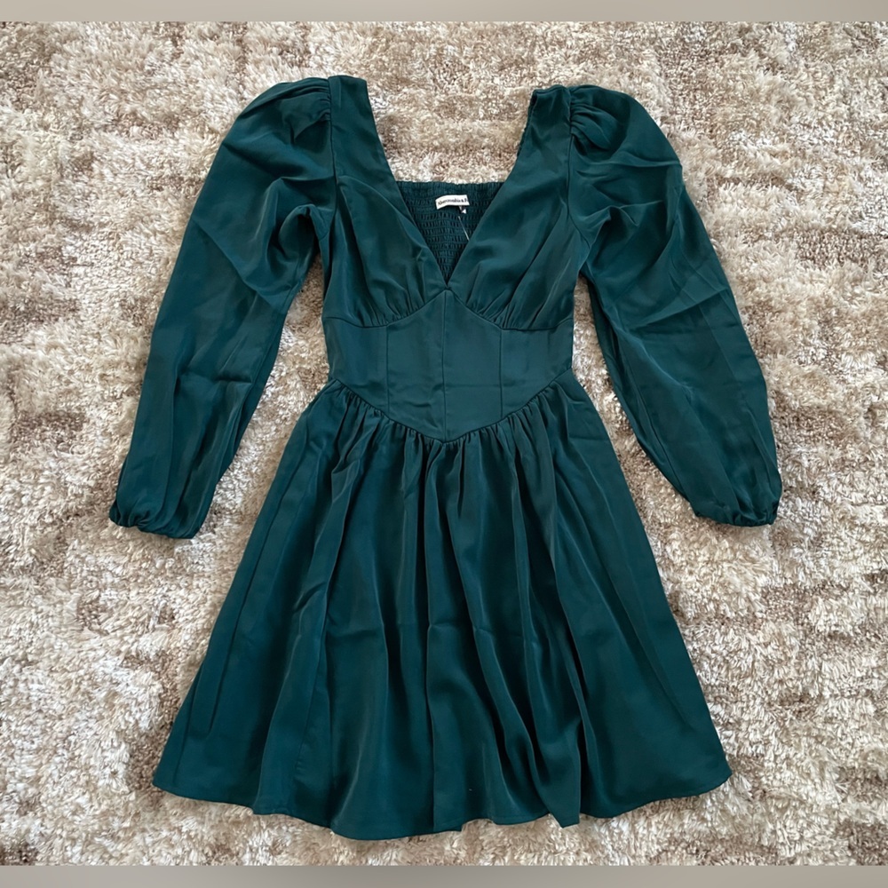 NWT Abercrombie & Fitch V Neck Corset Mini Dress Size XS Teal